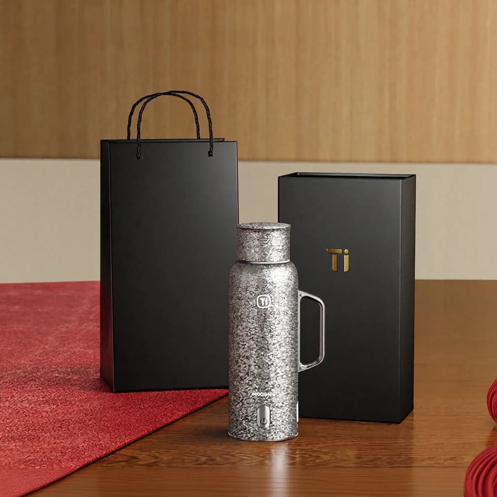 Titanska izolirana šalica s grijanjem i ručkom, 680ml, poklon kutija