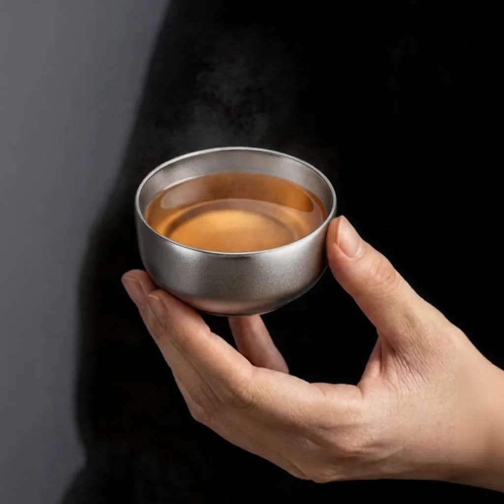 Set šalica za gongfu čaj od čistog titana 55ml ručno izrađena, jednostavna završna obrada