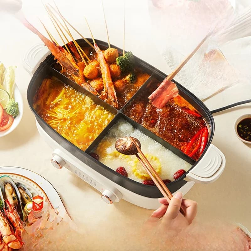 Električni hot pot 7L s pregradom ili četiri odjeljka, 220V, podijeljena posuda