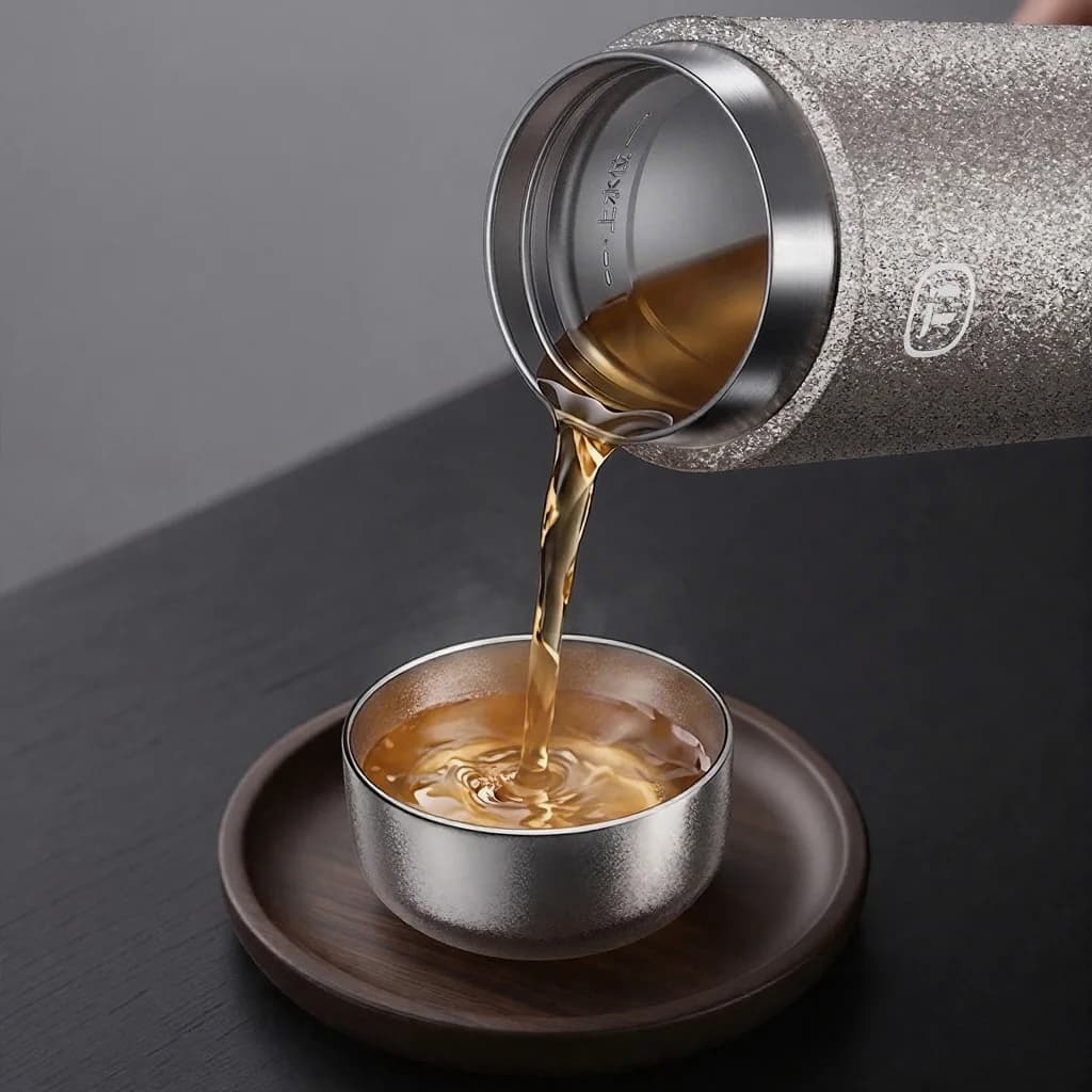 Set šalica za Kung Fu čaj od čistog titana, dvostruka šalica 55ml