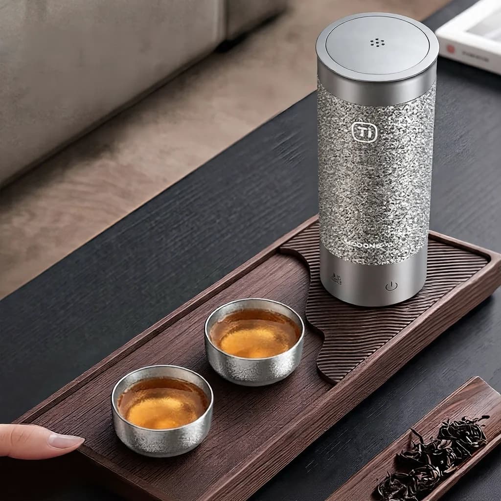 Set šalica za Kung Fu čaj od čistog titana, dvostruka šalica 55ml