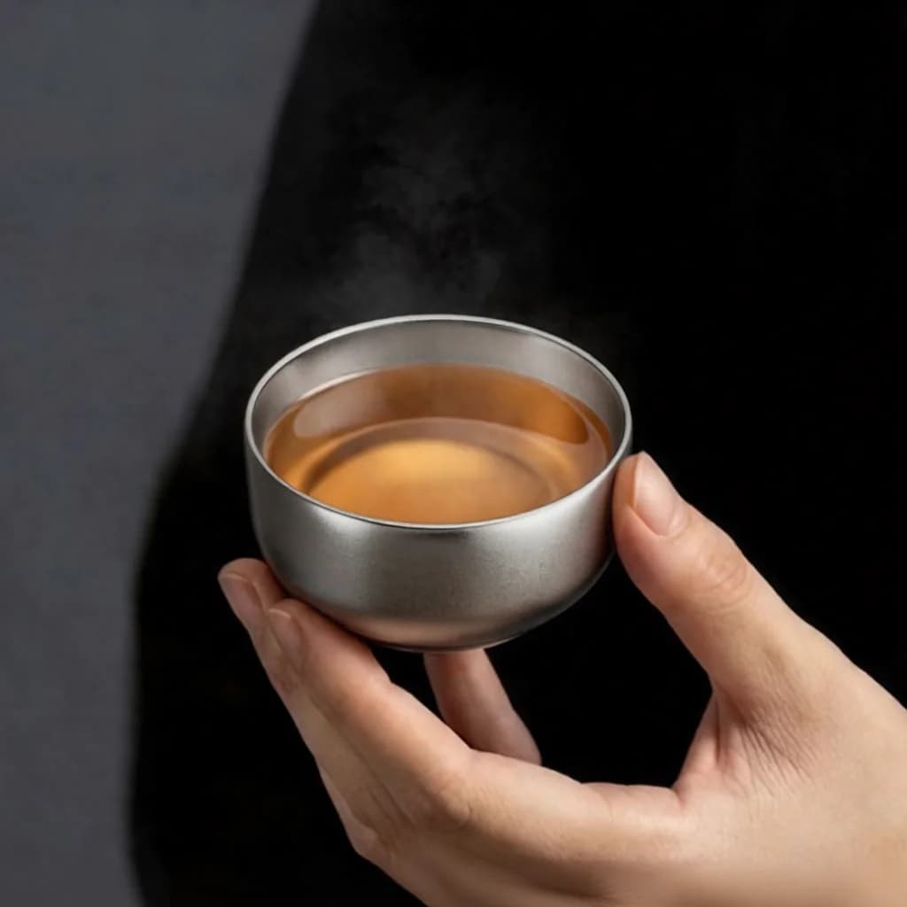 Set šalica za Kung Fu čaj od čistog titana, dvostruka šalica 55ml