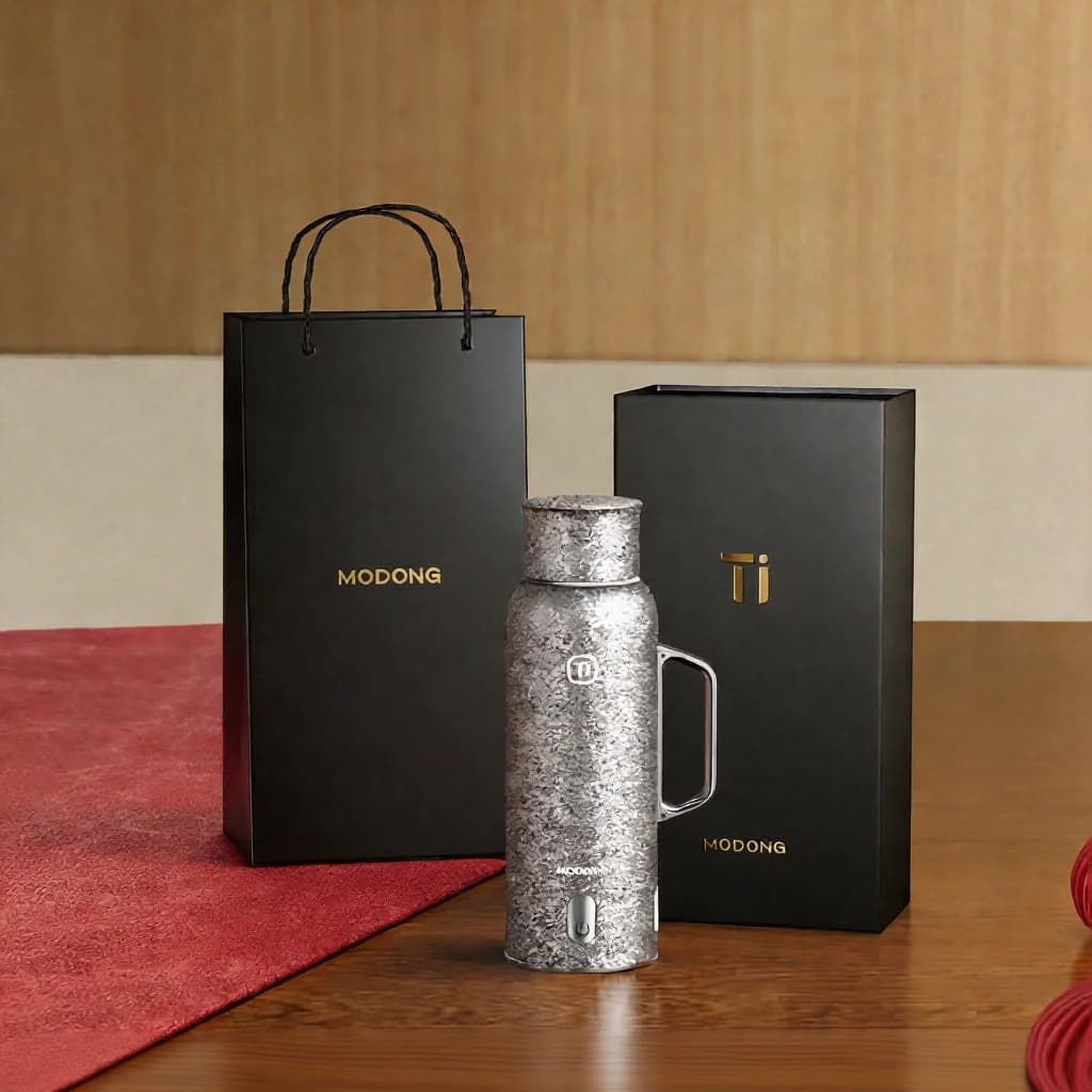 Titanska izolirana šalica s grijanjem i ručkom, 680ml, poklon kutija