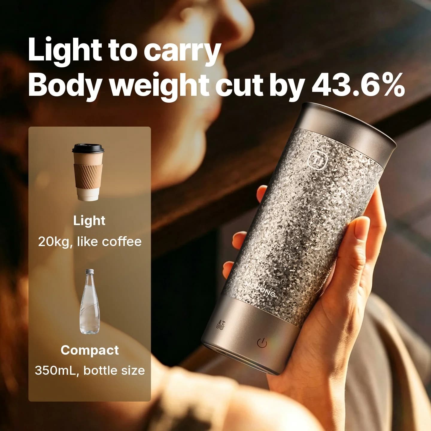 Titanijska električna putna šalica 350ml s kontrolom temperature