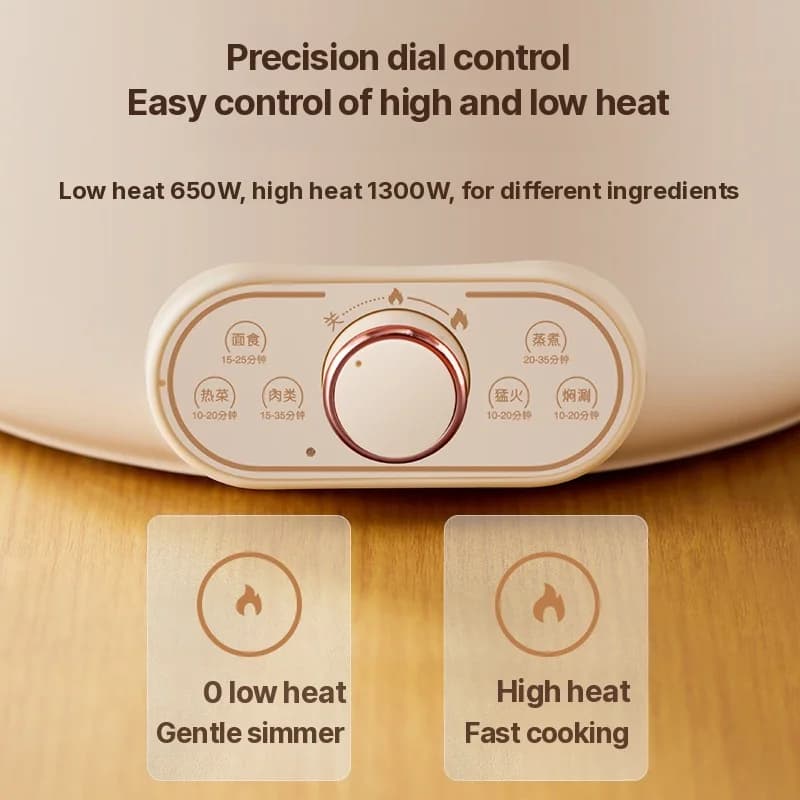 Električni lonac za vruća jela, 6 L, s košaricom za kuhanje na pari, neljepljivi premaz