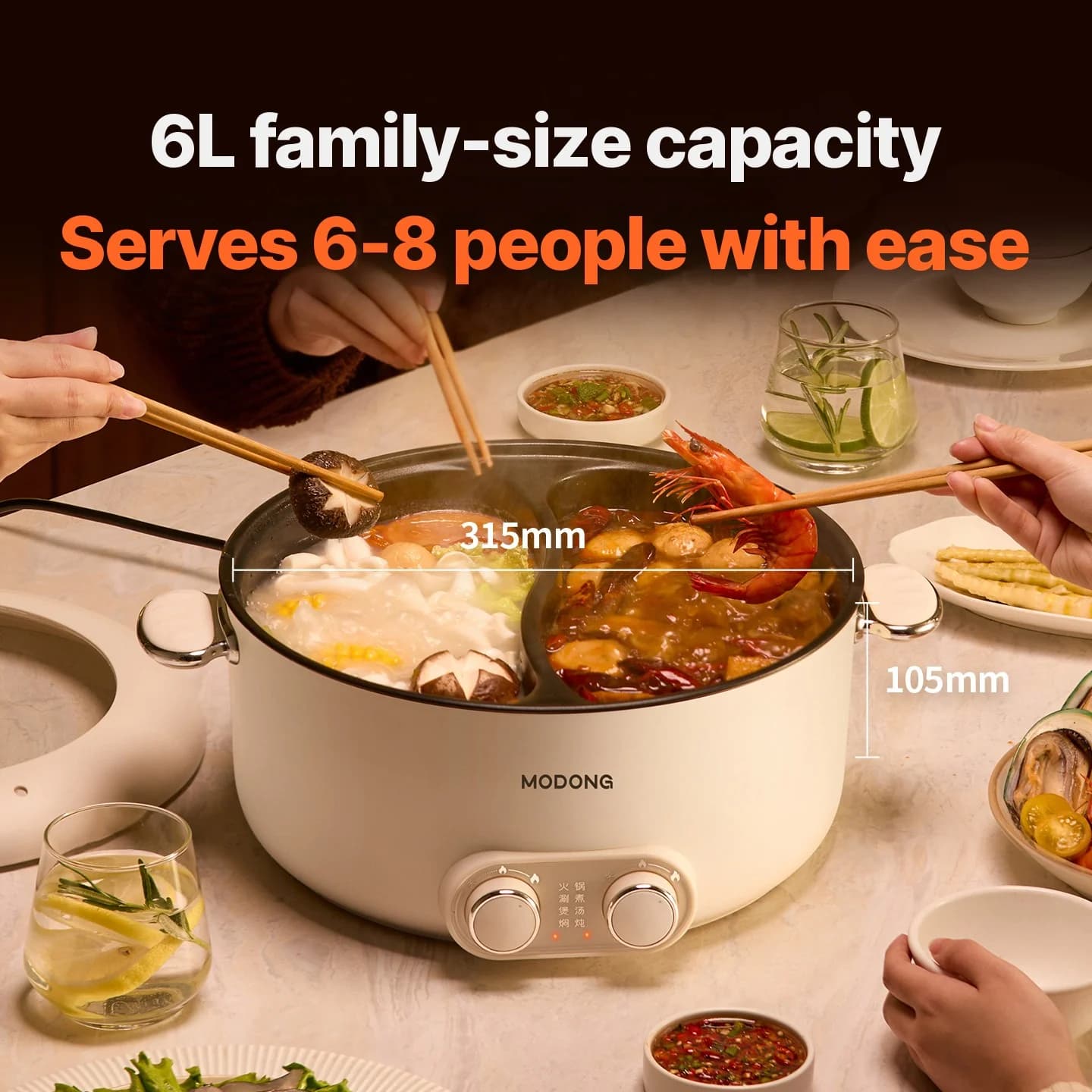 Električni hot pot 6L s dvije zone i neovisnom kontrolom temperature