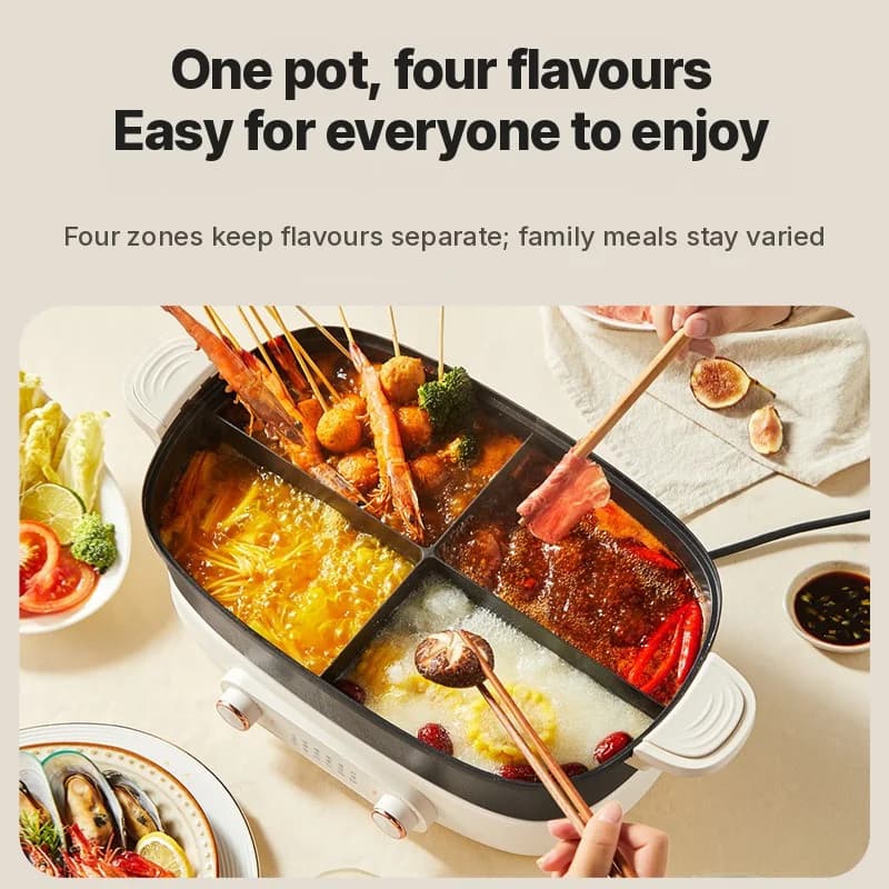 Razdijeljeni električni hot pot 7L s neovisnom kontrolom temperature u dvije zone