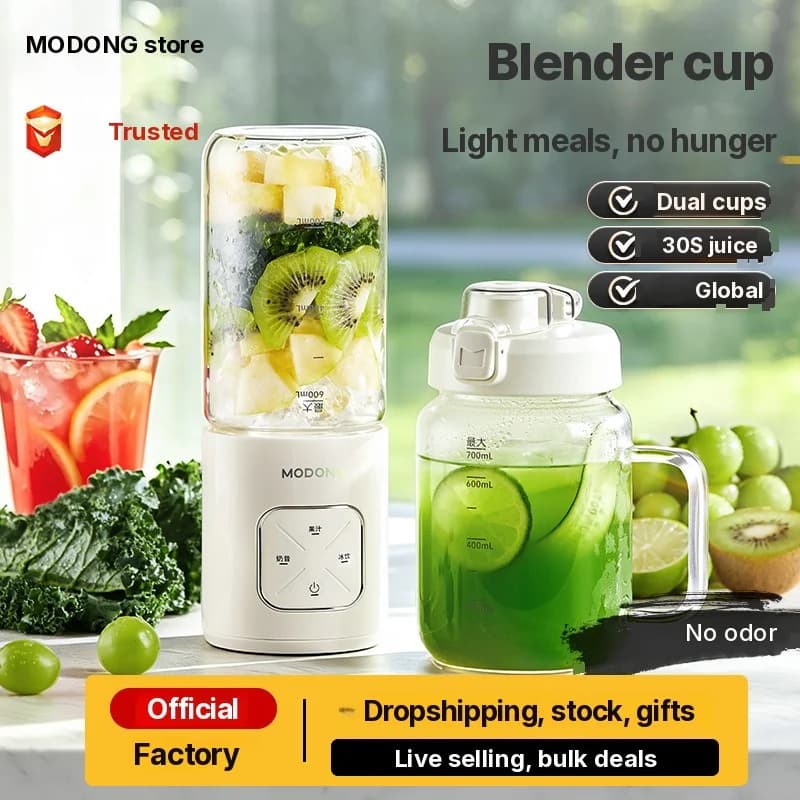Prijenosna bežična blender šalica s dvije čaše i drobljenjem leda