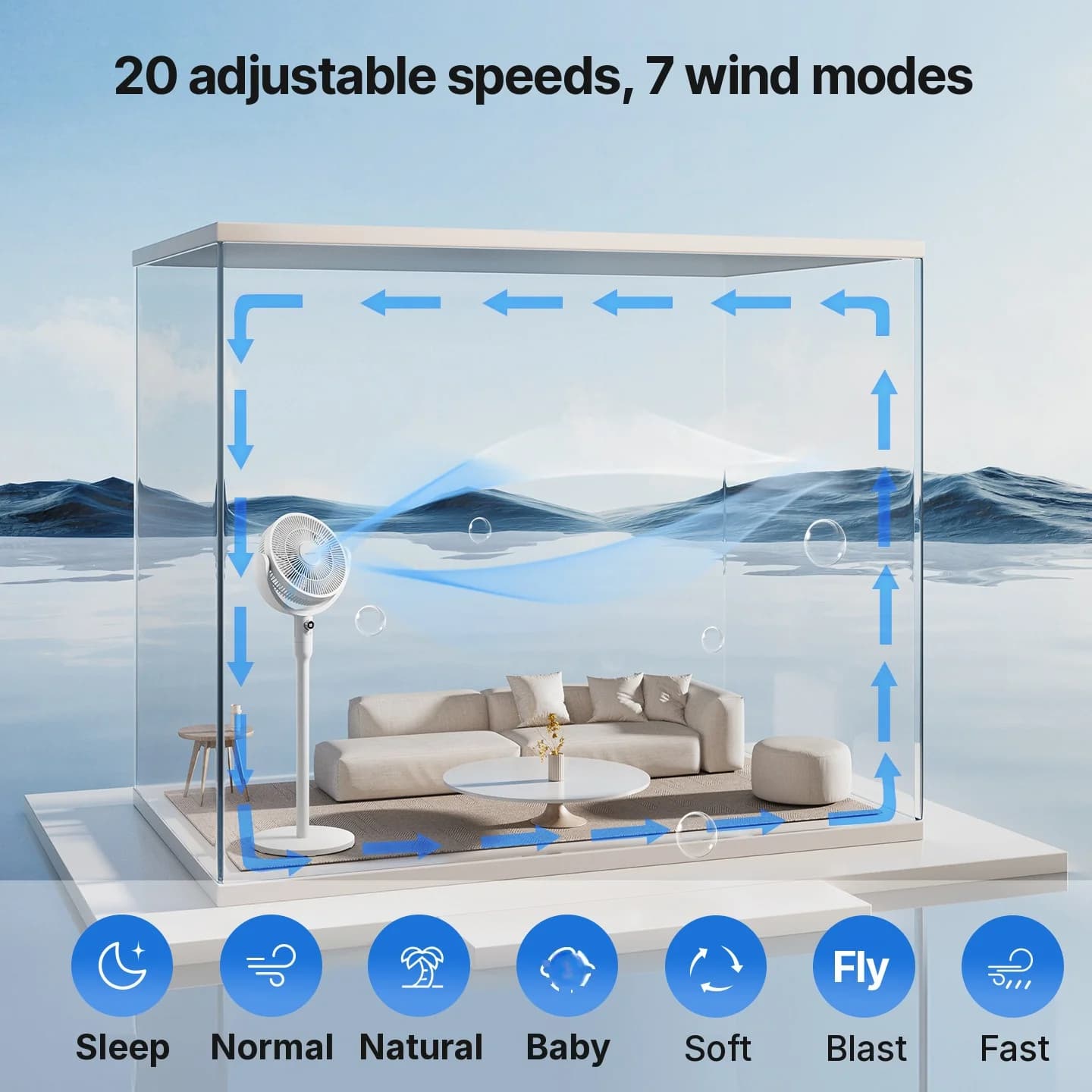 Pametni stolni ventilator s glasovnim upravljanjem i oscilacijom