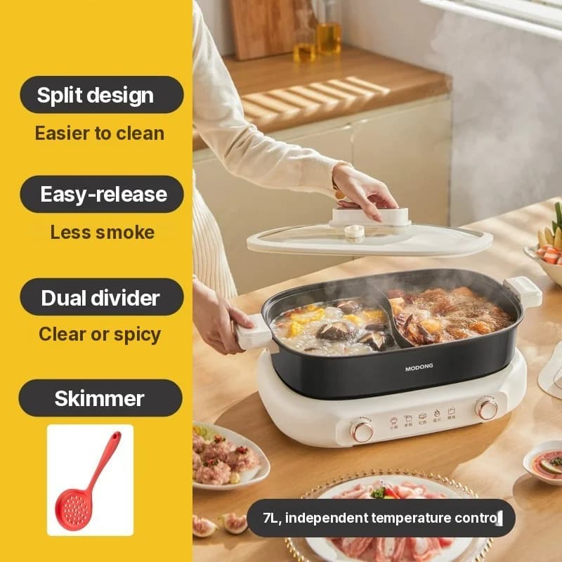 Razdijeljeni električni hot pot 7L s neovisnom kontrolom temperature u dvije zone