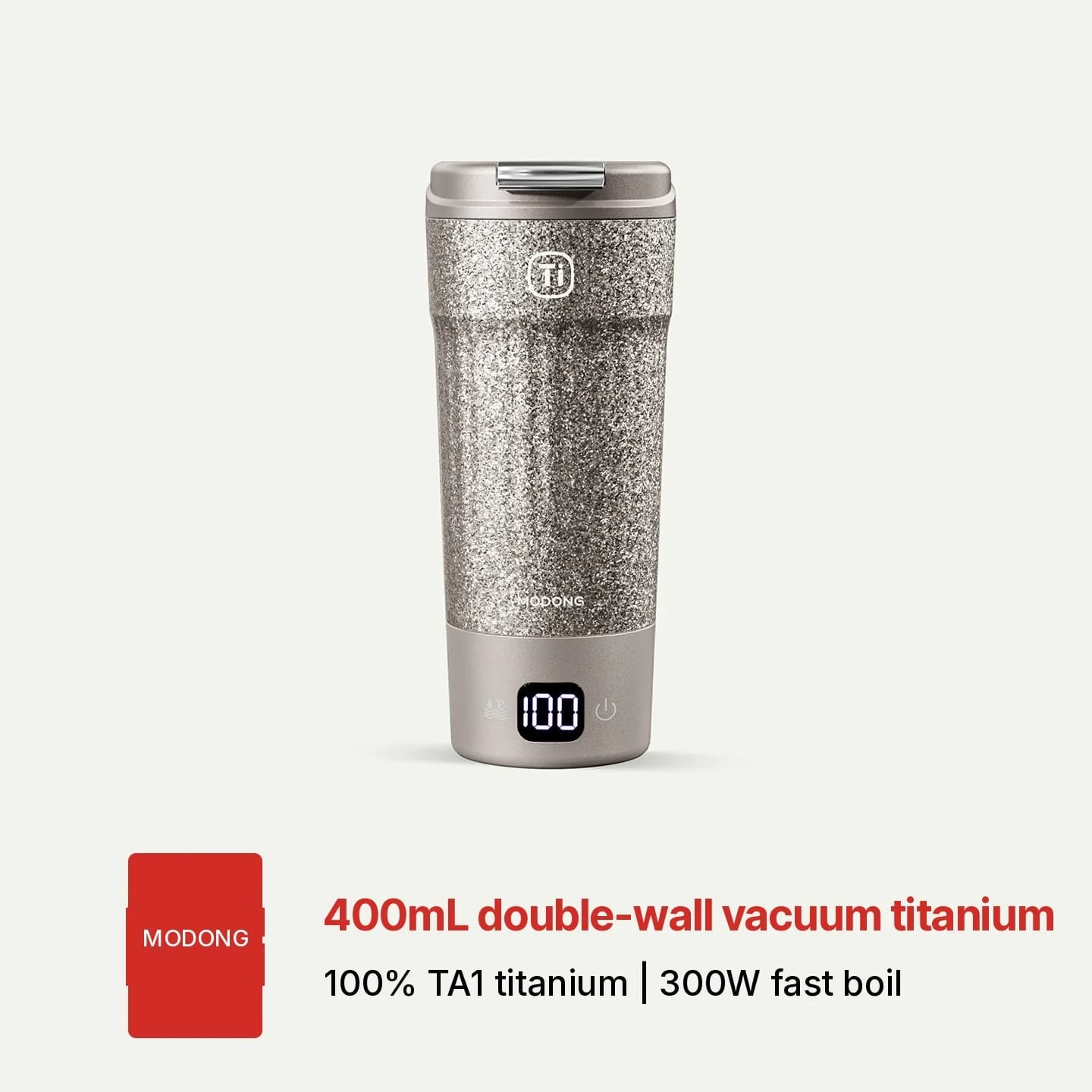 Prijenosna električna grijaća šalica od titana 400ml s prikazom temperature