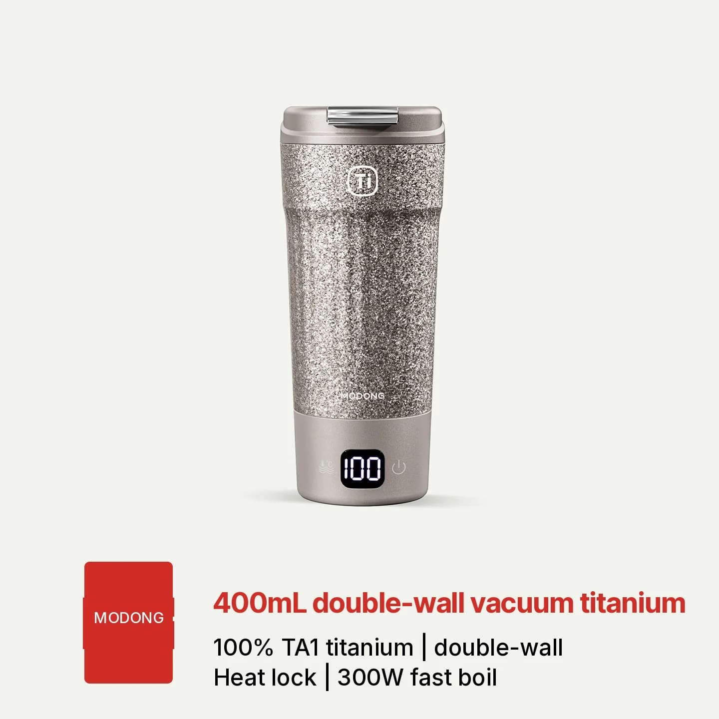 Titanium električna putna šalica 400ml s prikazom temperature