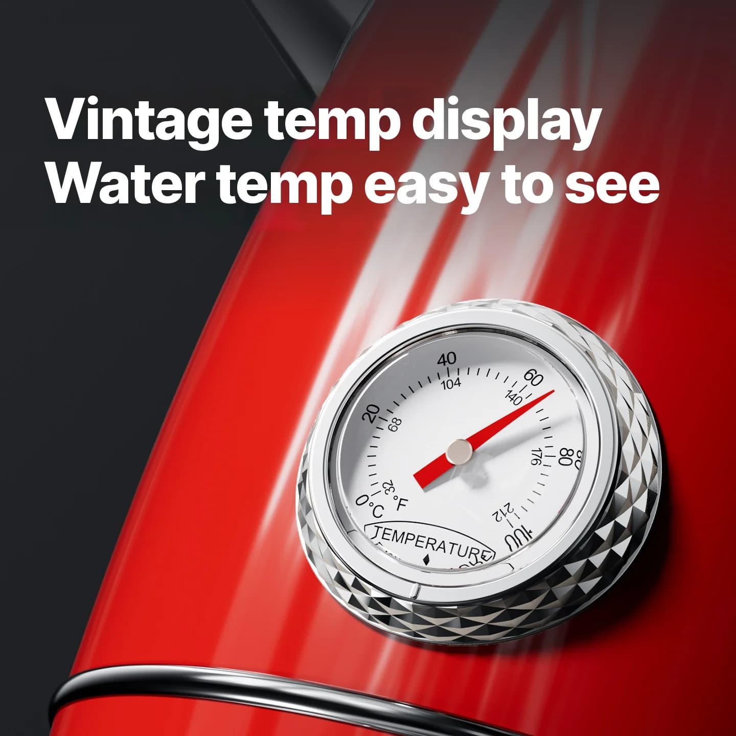 Električno kuhalo za vodu od nehrđajućeg čelika s pokazivačem temperature 1.8L