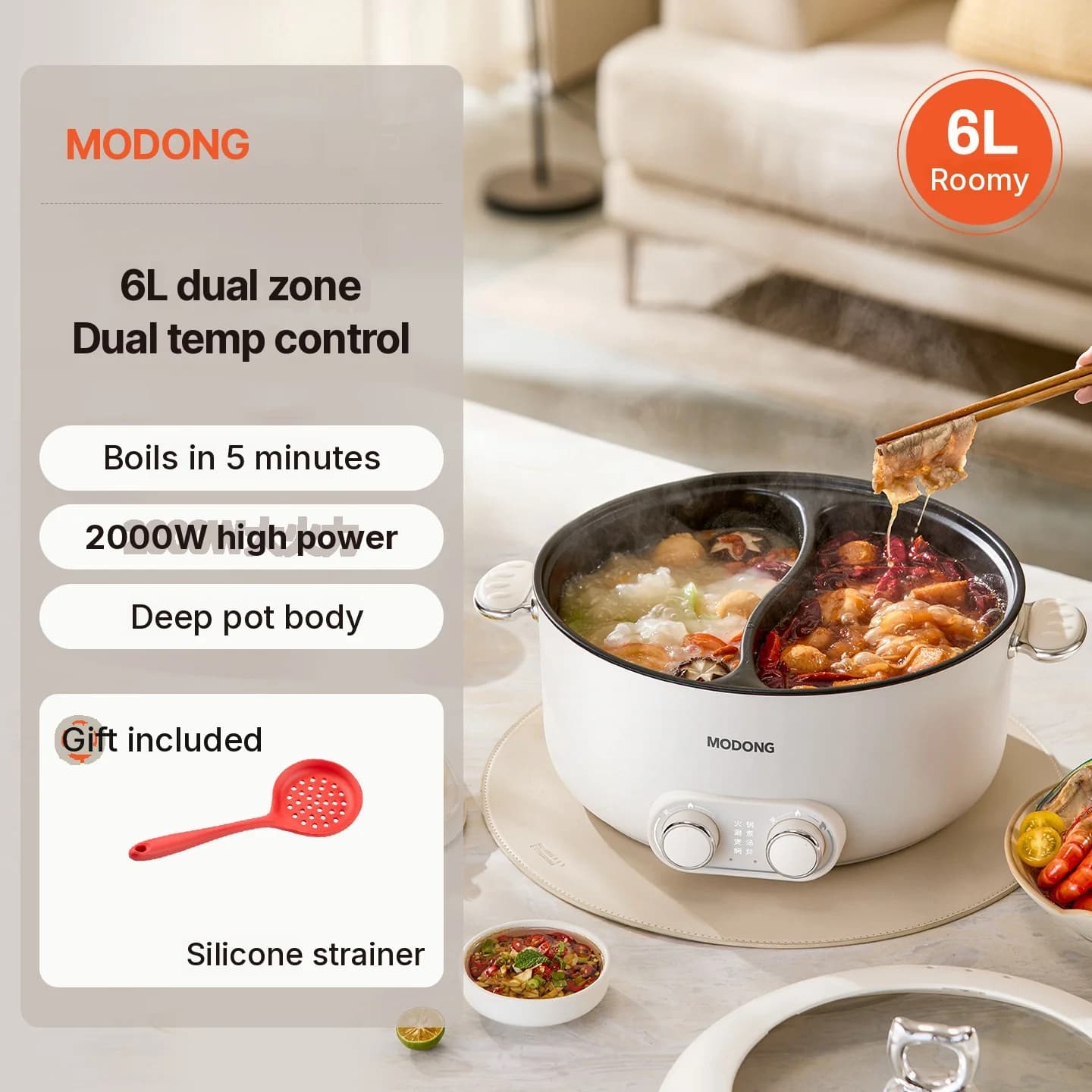 Električni hot pot 6L s dvije zone i neovisnom kontrolom temperature