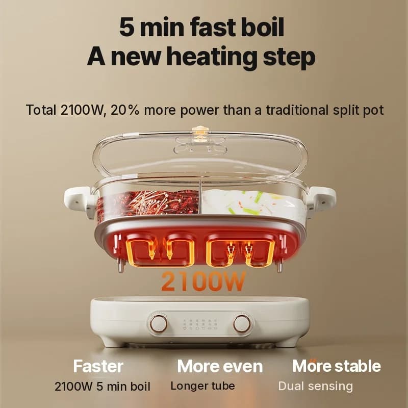 Električni hot pot 7L s pregradom ili četiri odjeljka, 220V, podijeljena posuda