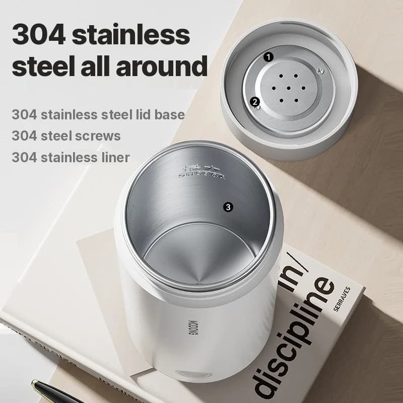 Prijenosna električna šalica za zagrijavanje, nehrđajući čelik 304, 300 ml, 220 V