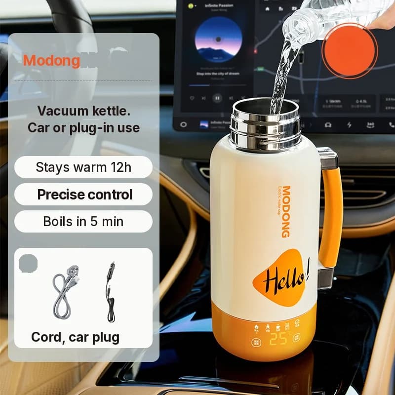 Prijenosna električna grijaća kuhalo šalica za auto i priključak 1L 316 nehrđajući čelik