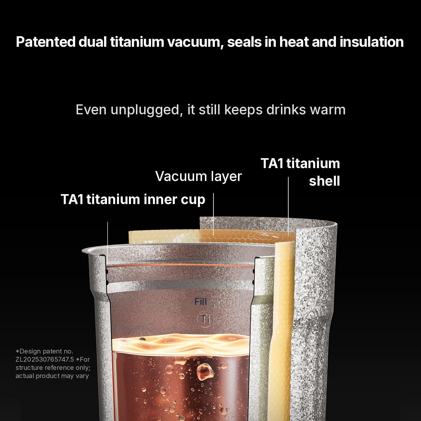 Titanium električna putna šalica 400ml s prikazom temperature