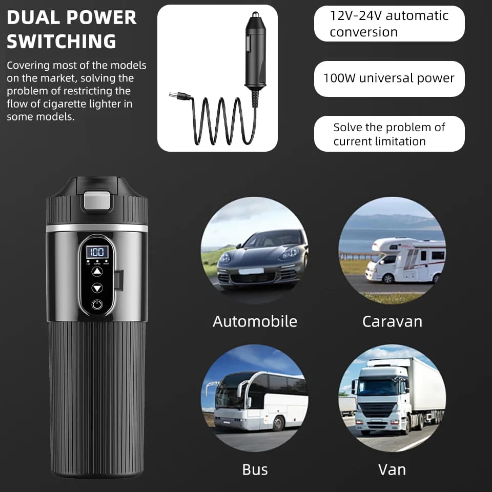 Električna grijaća šalica 500ml 12V/24V